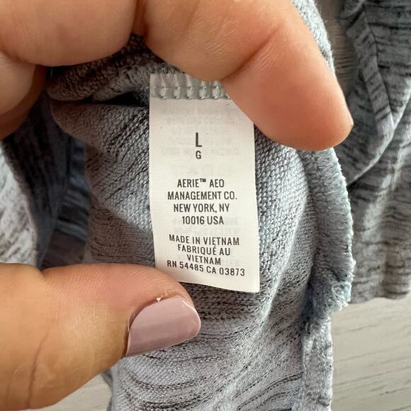 Aerie Heather Blue Gray Long Sleeve Pullover Sweater Size L - Picture 7 of 8